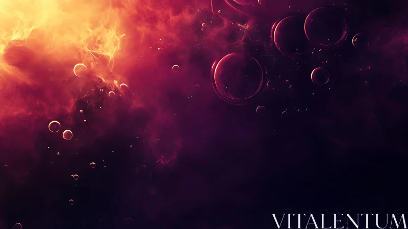 Abstract cosmic nebula and glowing bubbles in vibrant digital art.