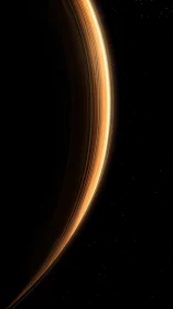 Curved planetary ring in luminous golden eclipse glow.