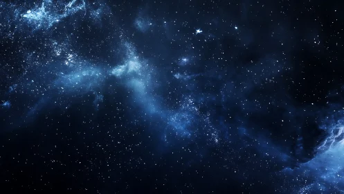 Deep blue starfield reveals diffuse galactic nebula clouds