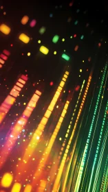 Neon data streams cascade through abstract digital spectrum.