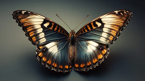 Photorealistic butterfly study with symmetrical wing spread.
