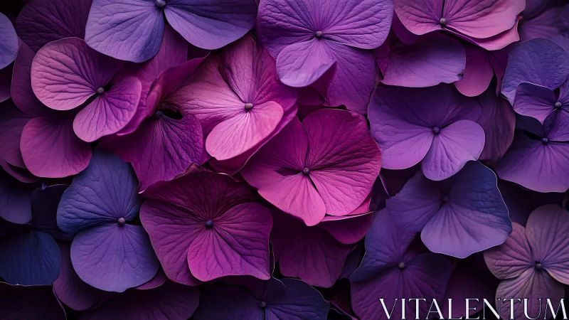 Purple Hydrangea Petals Close-Up Study.