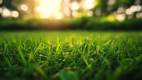 Sun-kissed blades in a dream-bright morning meadow hush.