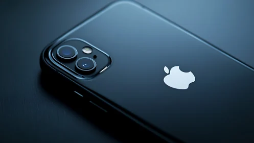 Premium Black iPhone with Dual Camera System and Apple Logo.