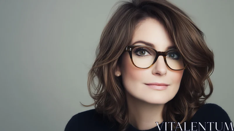 Confident Woman with Glasses in Modern Portrait Photography Style.