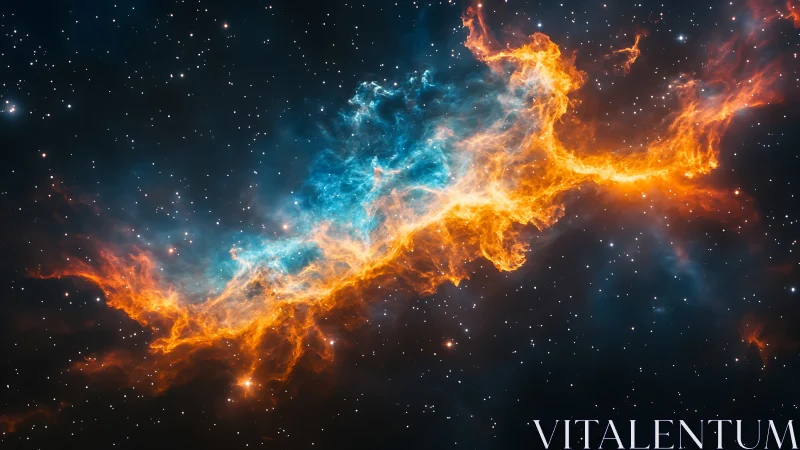 Stellar firestorm river carves blazing path through cosmic night.