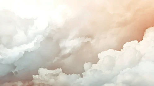 Soft sunlit clouds drifting through a dreamy pastel sky.