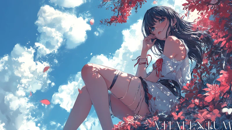 Sky-drenched daydream lets a scarlet summer quietly bloom