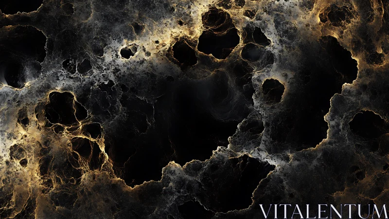 Fractal void network with glowing edges on dark field.