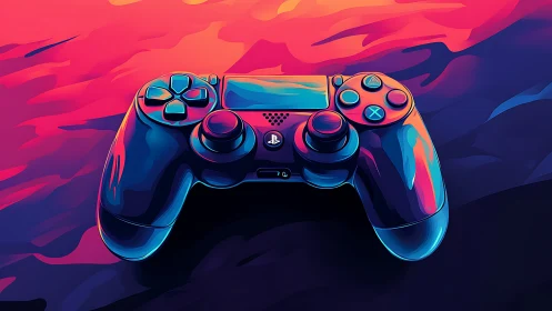 Vibrant Gaming Controller Glowing with Neon Energy.