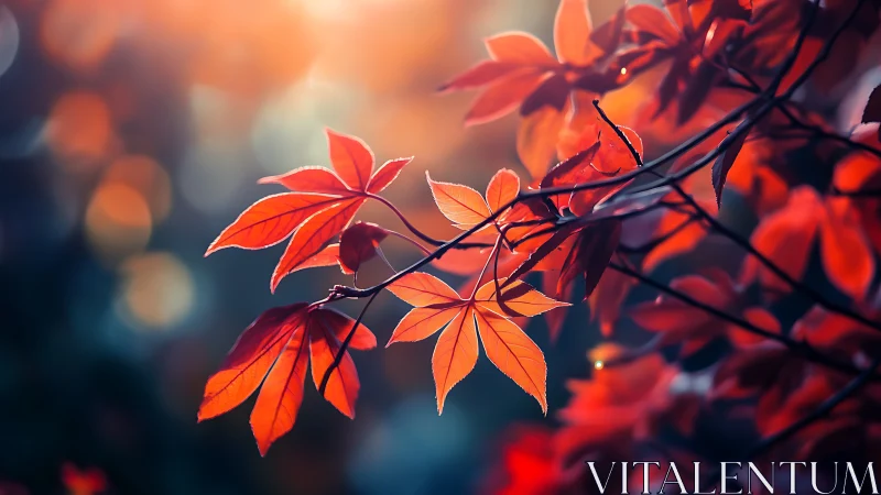Backlit Japanese maple foliage under shallow-depth optics.