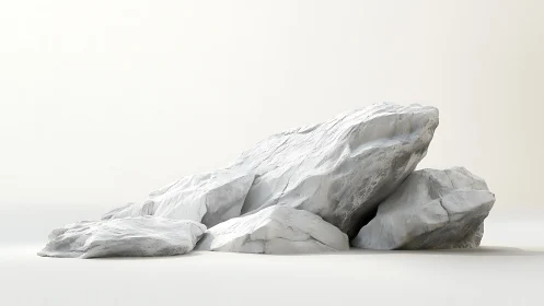Clustered white rock formation rests on neutral background