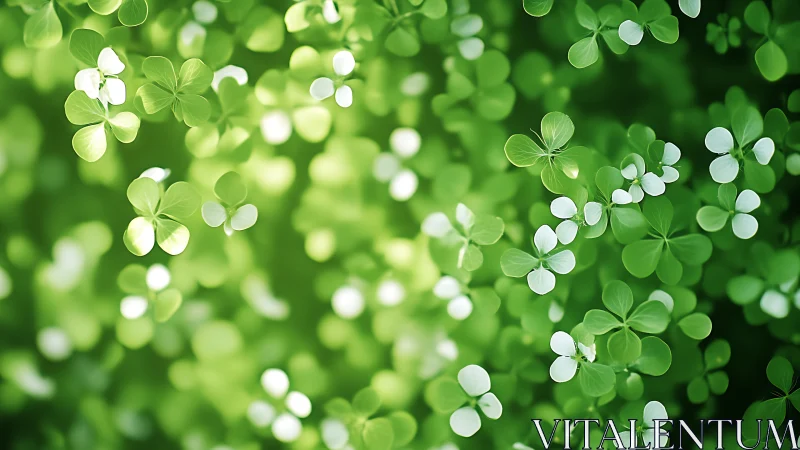 Clover constellations drift softly through luminous spring