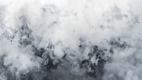 Gentle storm of clouded white, drifting across quiet gray.