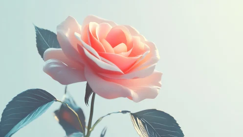 Luminous Coral Rose Blooming in Dreamlight.