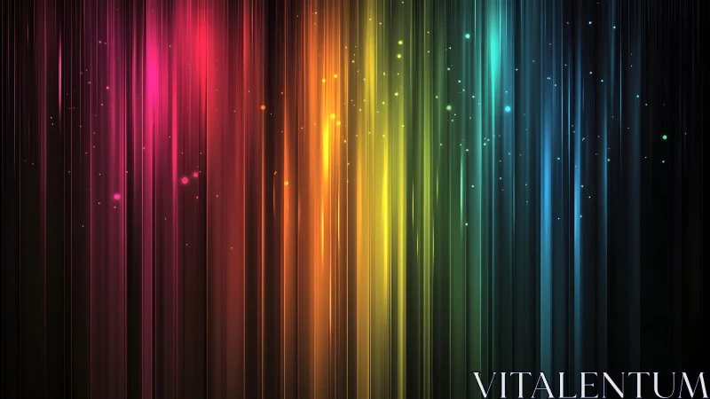 Vibrant vertical light beams in rainbow abstract digital art.