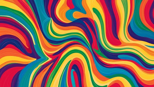 Vibrant rainbow waves flow in a dynamic abstract motion field