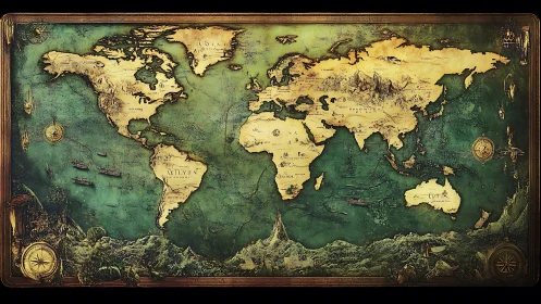 Whimsical vintage world map inviting curious daydreams.