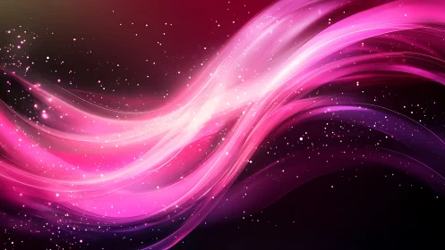 Luminous pink energy waves streak through deep cosmic void.