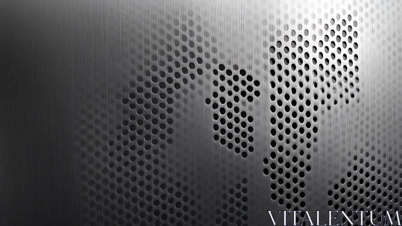 Perforated brushed metal surface with geometric dot pattern.