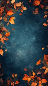 Falling autumn leaves drift across a deep teal night sky