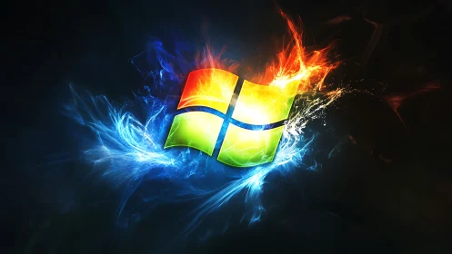 Windows Logo Explodes Through Neon Tempest.