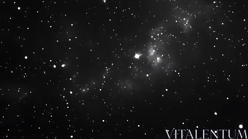 Dense star field on black sky with faint galactic band.