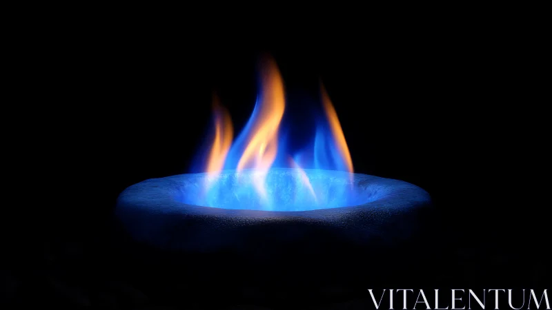 Blue Methane Flame Combustion Phenomenon Against Dark Backdrop.
