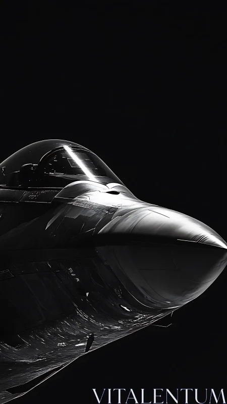High-contrast monochrome study of a modern fighter jet nose