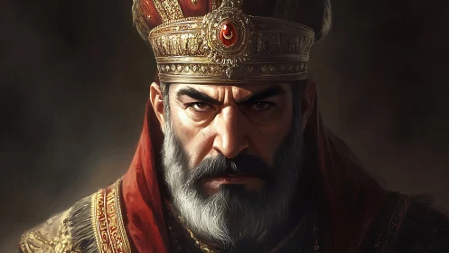 Imperial ruler portrait rendered in high-detail digital chiaroscuro