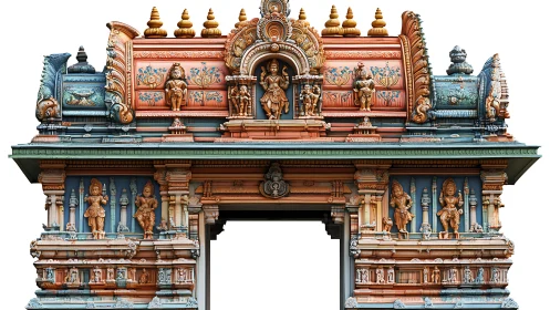 South Indian temple gopuram with ornate sculpted deities