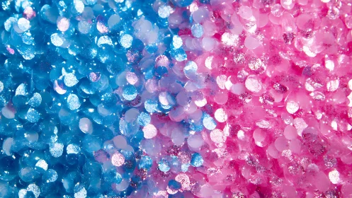Shimmering blue and pink glitter blend in sparkling bokeh.