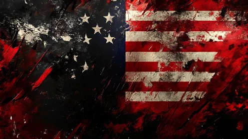 Distressed American flag artwork pulses with raw patriotic energy
