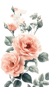 Soft Garden Romance: Peachy Roses in Bloom.