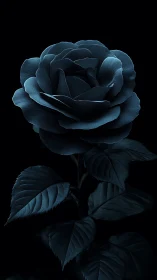 Midnight Rose Blooms: A Luminescent Dance in Darkness.