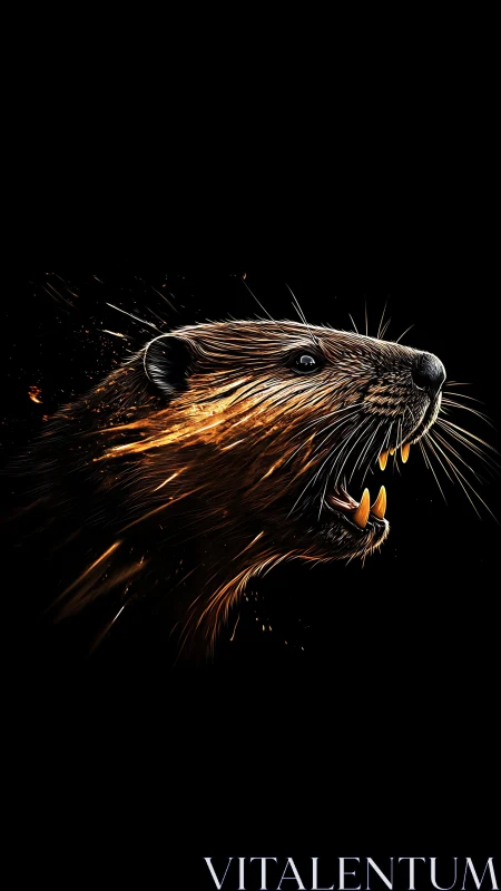 Combustive rodent profile with incandescent motion trails.