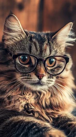 Scholarly Tabby in Glasses: The Intellectual Cat.