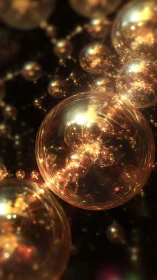Golden starlit bubbles drifting through a velvet cosmos.