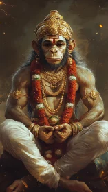Divine simian deity rendered in ornate photoreal digital style