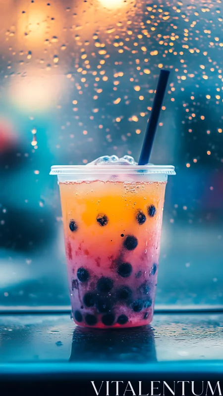 Vibrant Bubble Tea Moment in Golden Light.