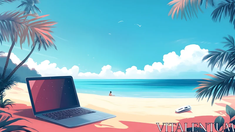 Laptop Dreams by the Turquoise Shore.