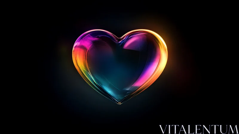 Radiant Glass Heart Glows with Rainbow Light