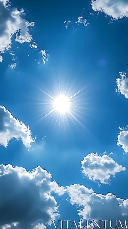 Midday sun carves bright pathways through roaming clouds