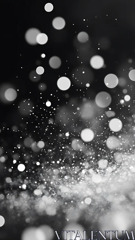 Glimmering light particles drift gently through soft darkness