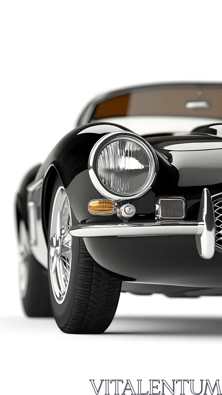 Classic black sports car front view captures timeless prestige