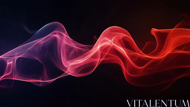 Glowing crimson light waves drift gently across deep space