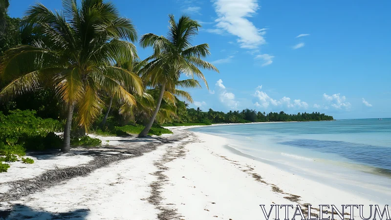 Pristine tropical beach with palm trees and turquoise waters