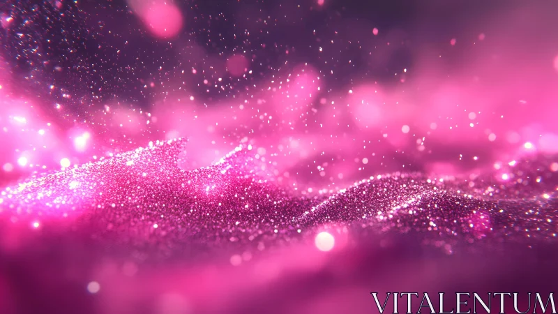 Shimmering Pink Glitter Landscape in Abstract Dreamy Style.