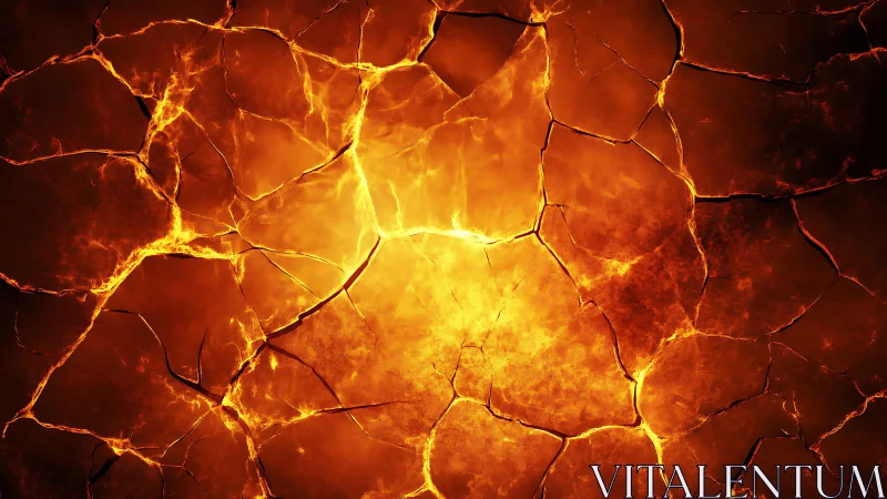 Incandescent Cracked Surface with Radiating Heat and Light