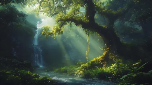 Enchanted Forest Sanctuary Where Light Meets Ancient Woods.